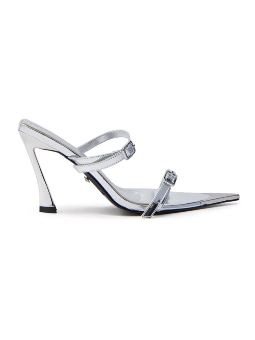 AZALEA WANG Swen Silver Stiletto Sandals Heels Size 7.5 Silver Metallic NEW - Picture 2 of 14